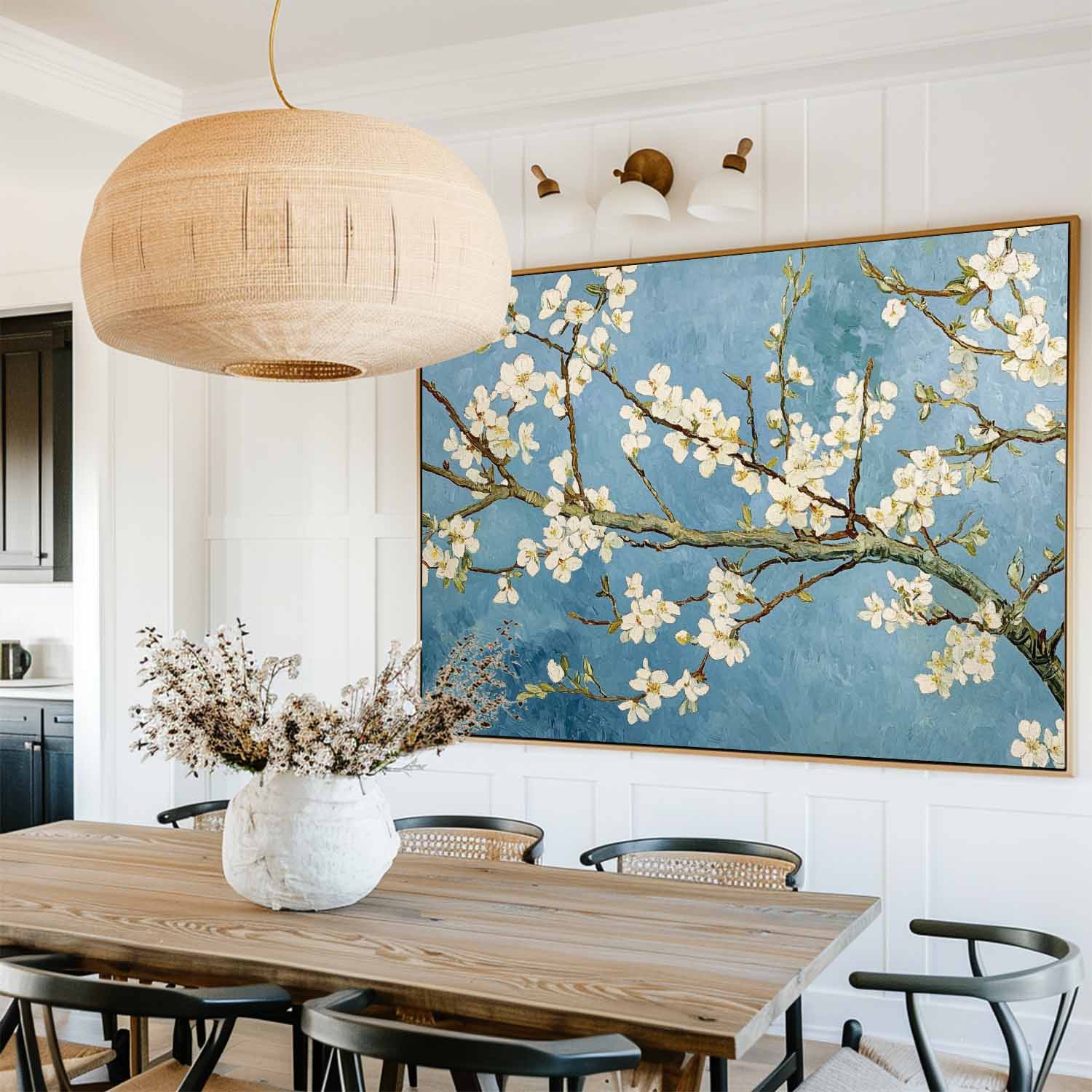 Blue Apricot Flower - Printed Canvas