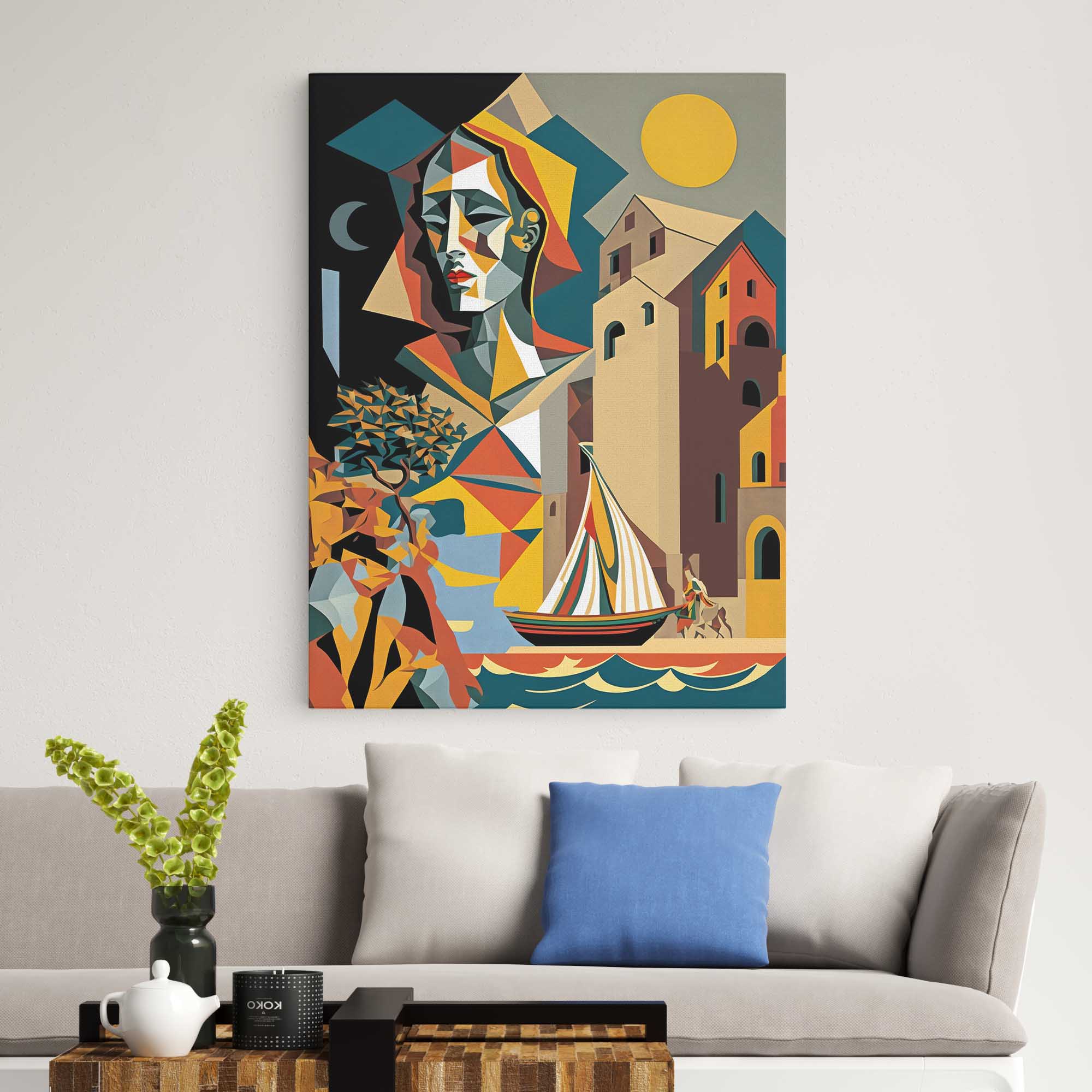 Cubist Illustration of Malaga - Printed Canvas