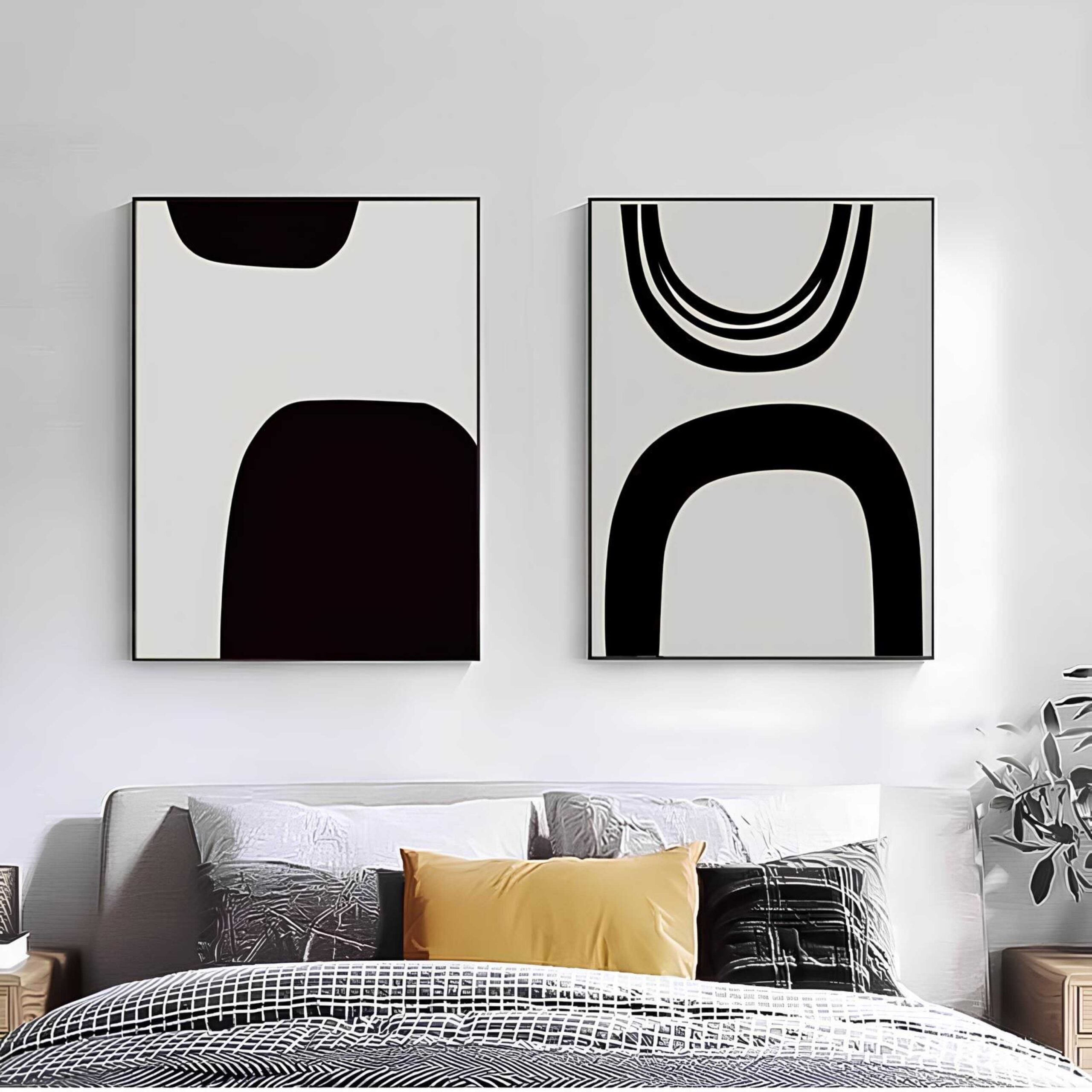 Minimalist Black & White - Printed Canvas Set ( 2 Pieces)