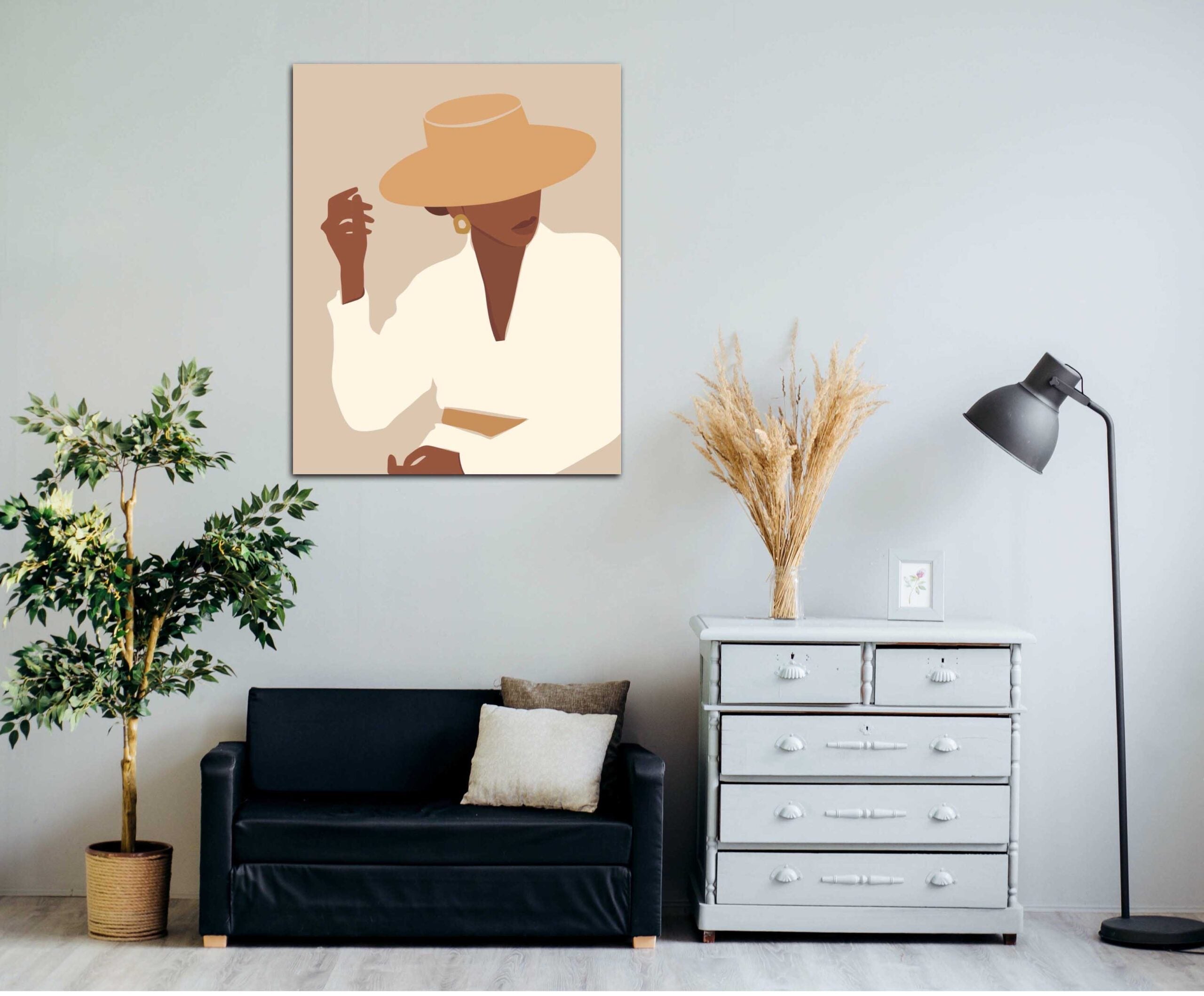 African Women With Hat - Printed Canvas