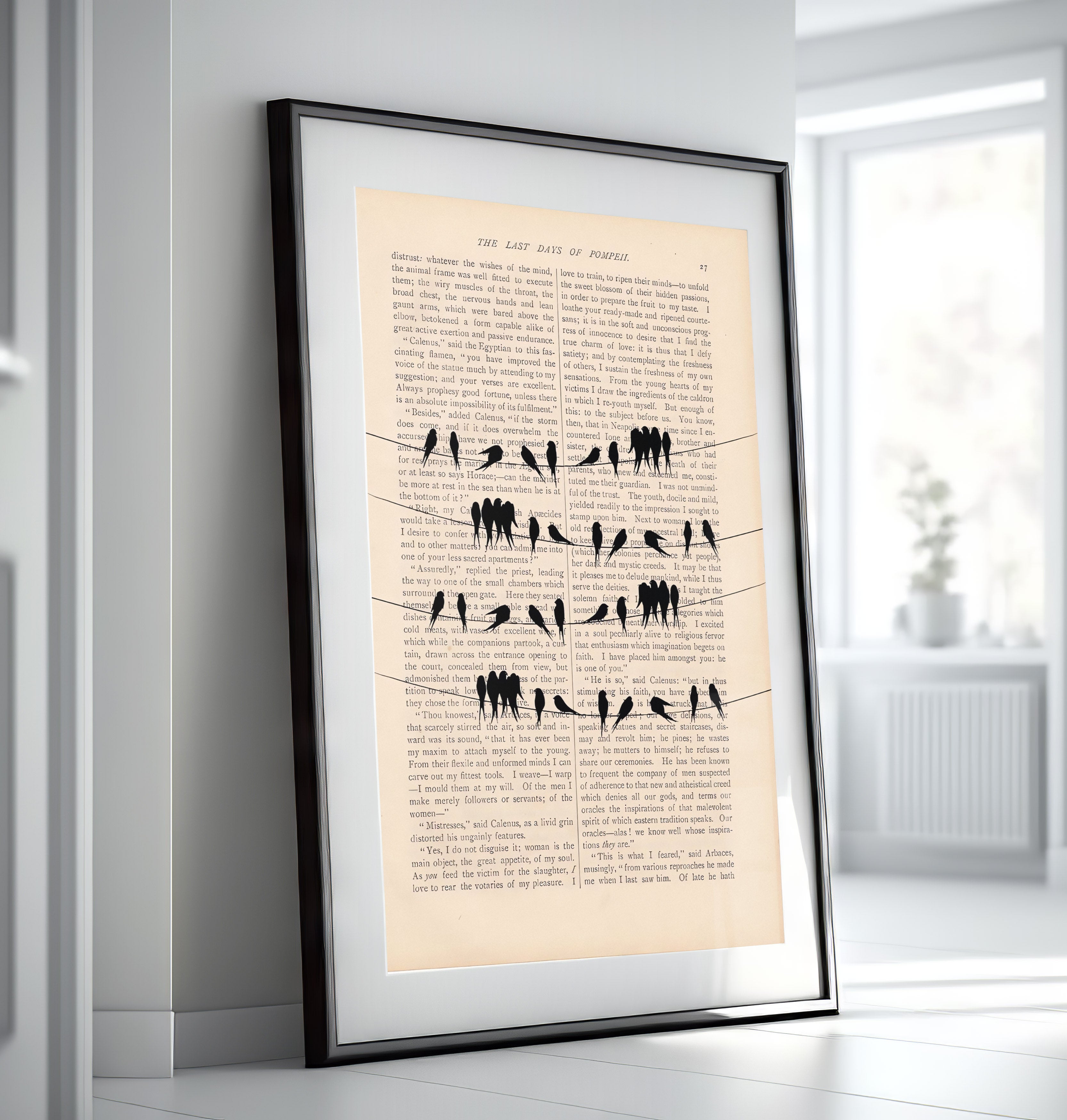 Birds On The Rope - Wooden Frame