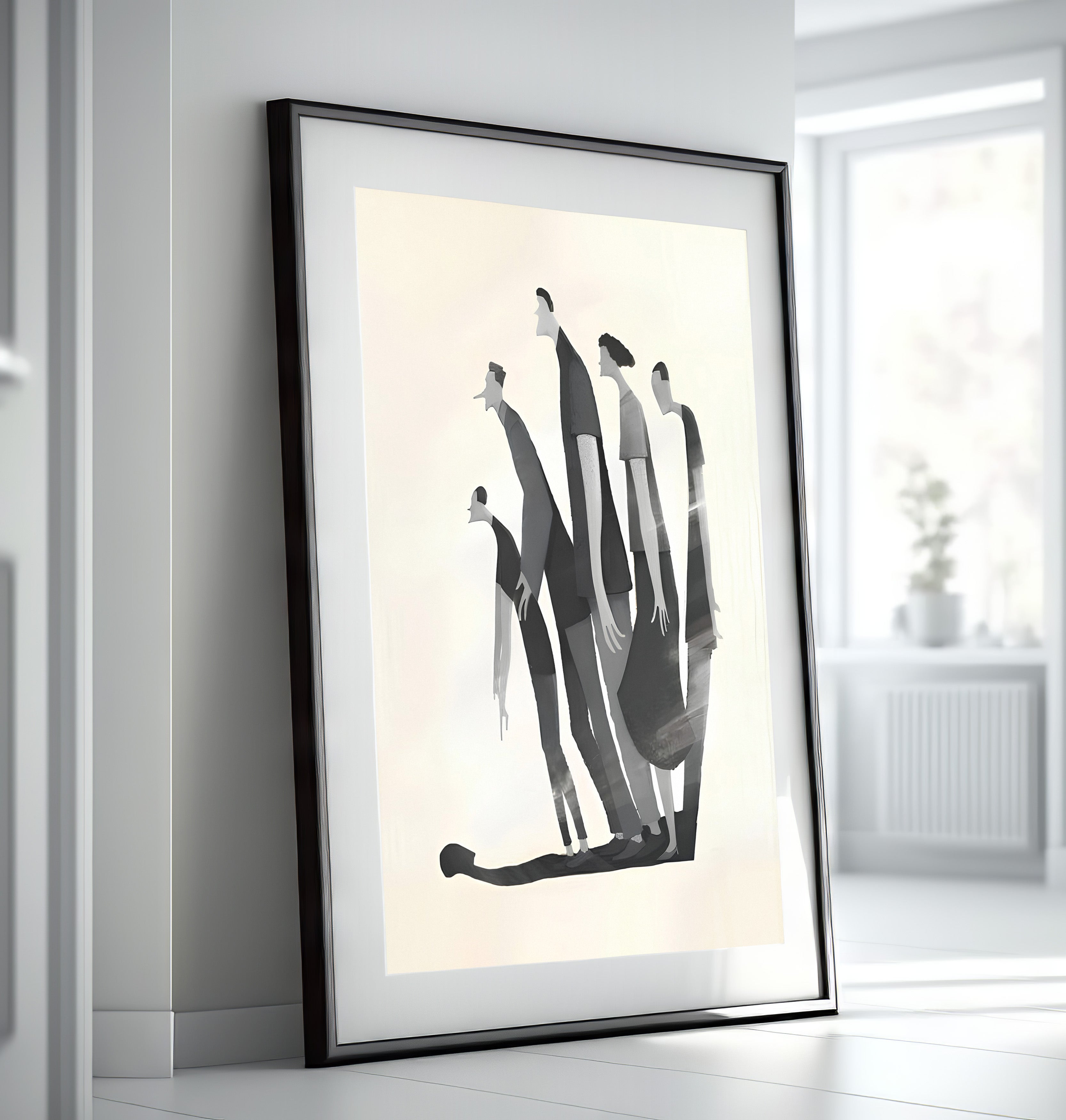 Silent Crowd Shadow Abstract - Wooden Frame