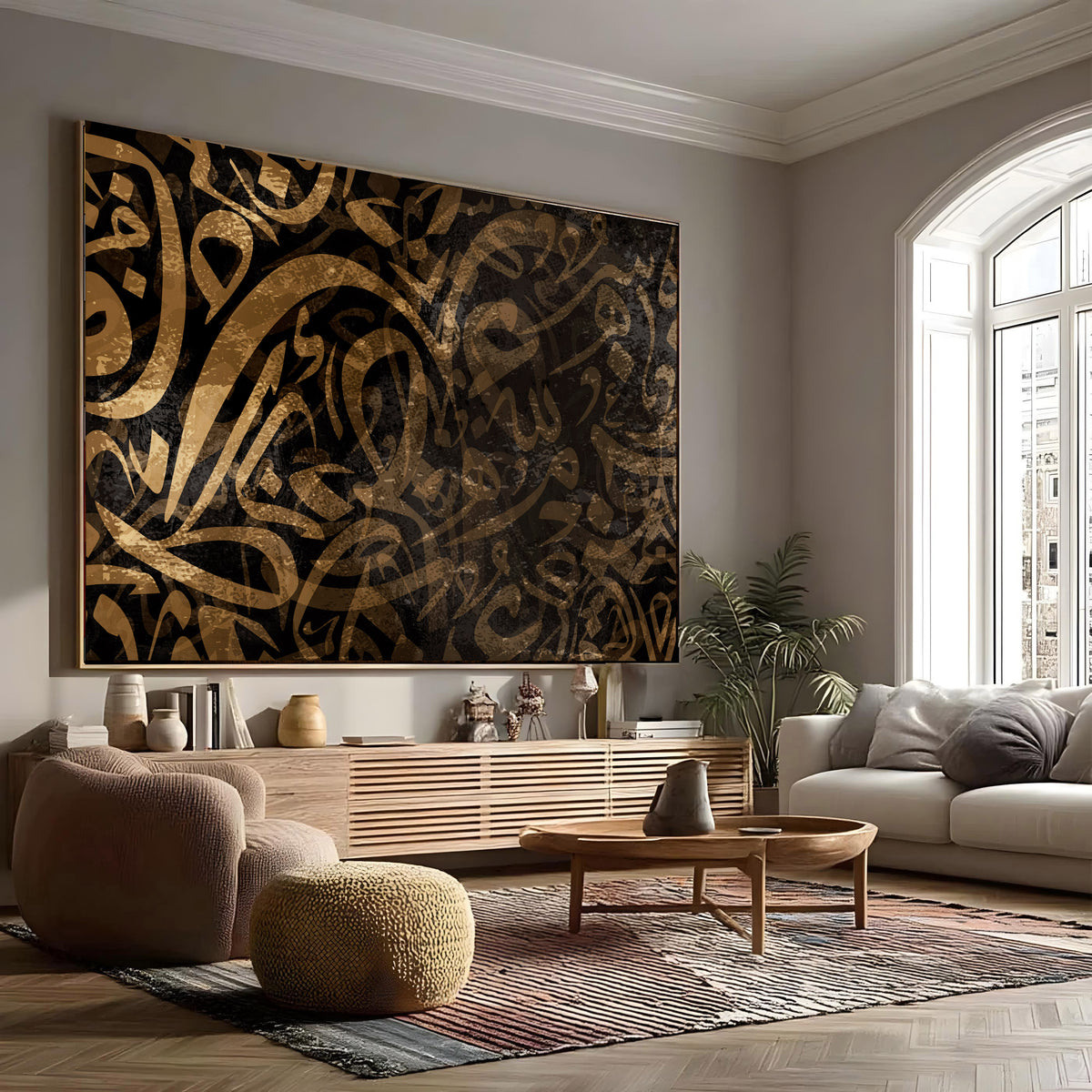 Abstract Arabic Calligraphy Wall Art - Printed Canvas
