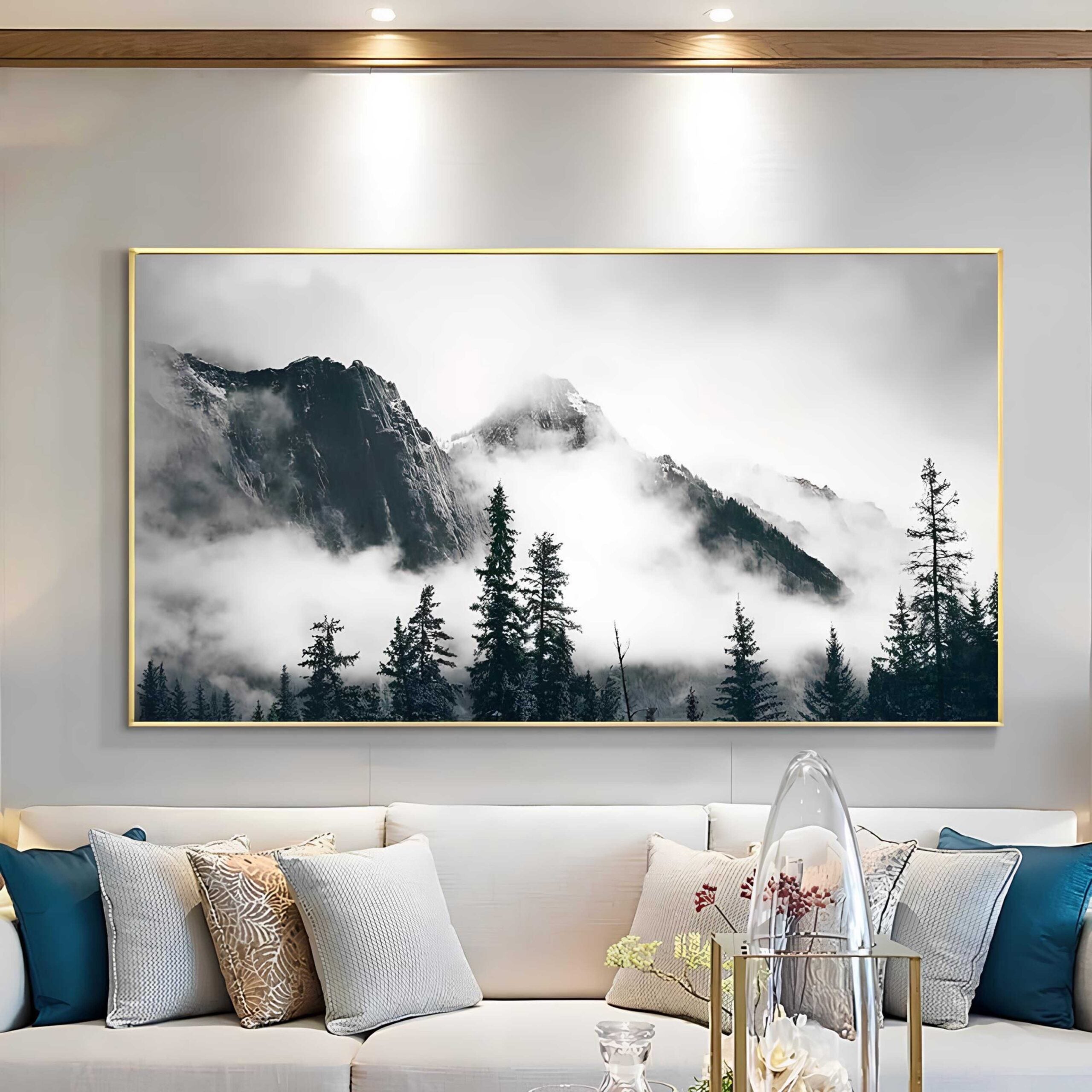 Forest With Cloud Black & White – Printed Canvas