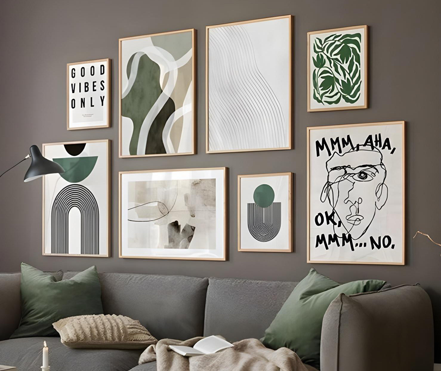 Lines Green Gallery Wall