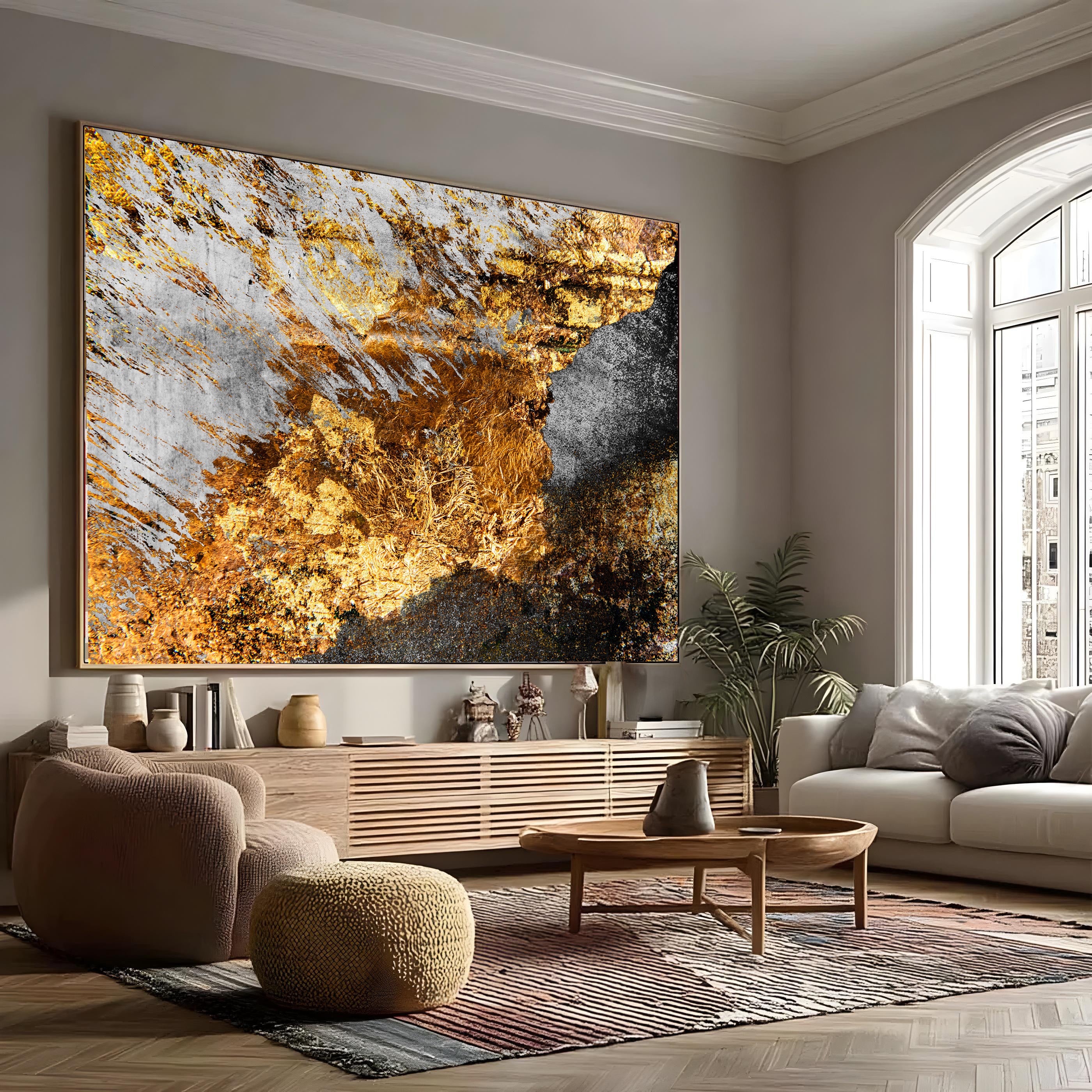 Gold Abstract Art - Printed Canvas