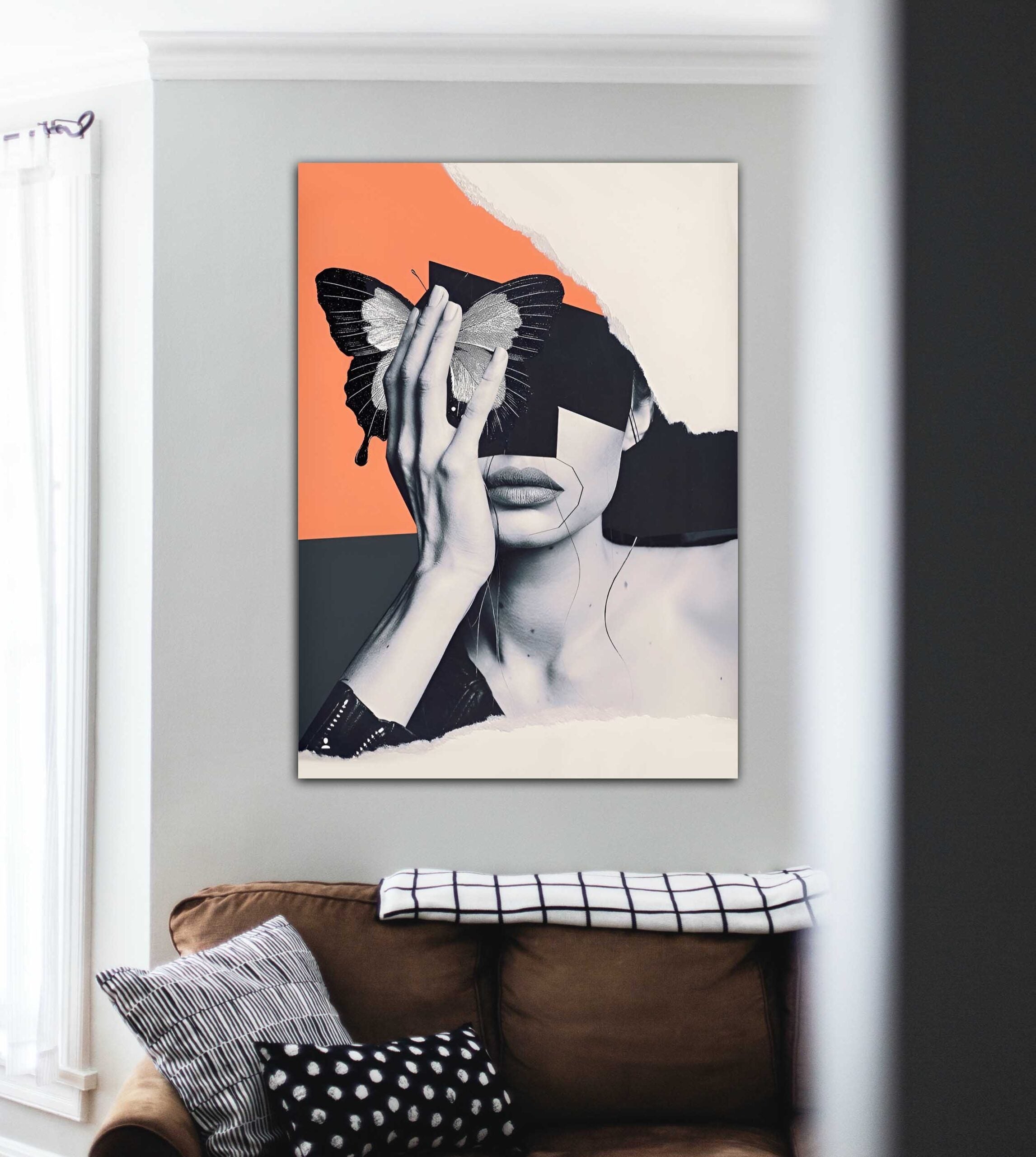 Woman With Butterfly - Printed Canvas.