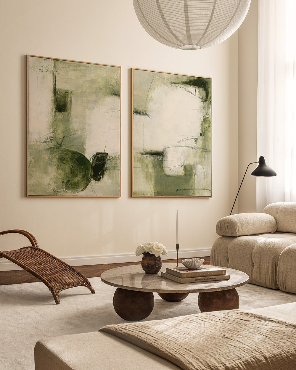 Abstract Greens Canvas - Printed Canvas - 2 Pieces