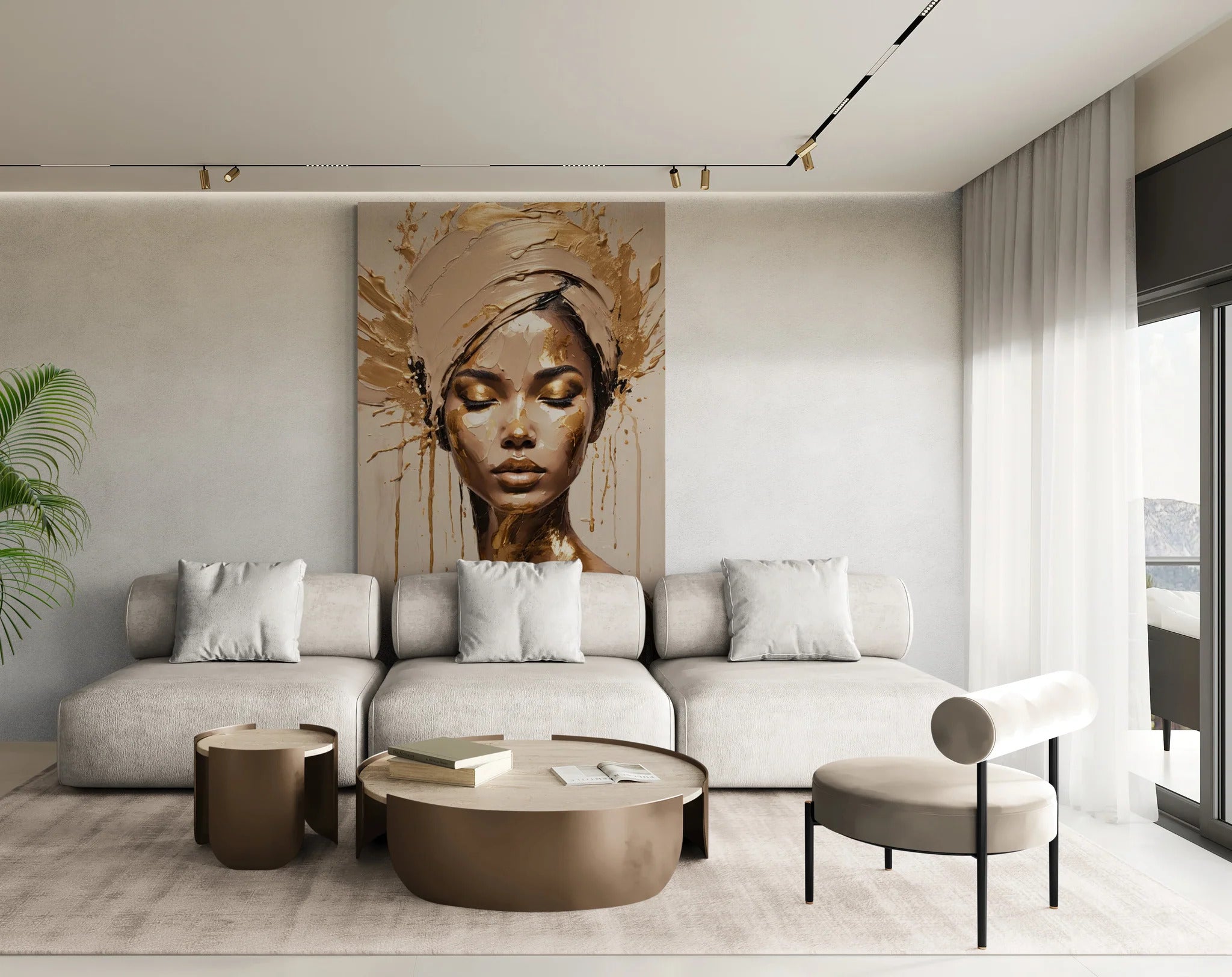 Abstract Woman Gold - Printed Canvas