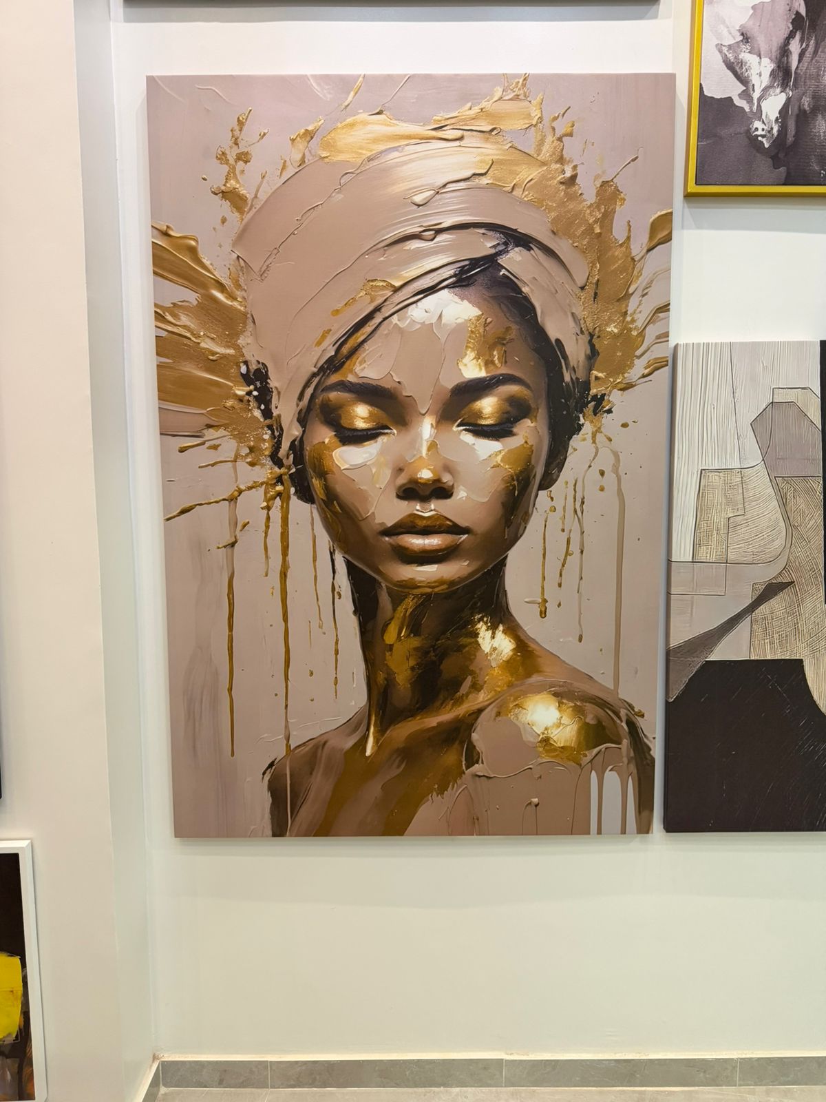 Abstract Woman Gold - Printed Canvas