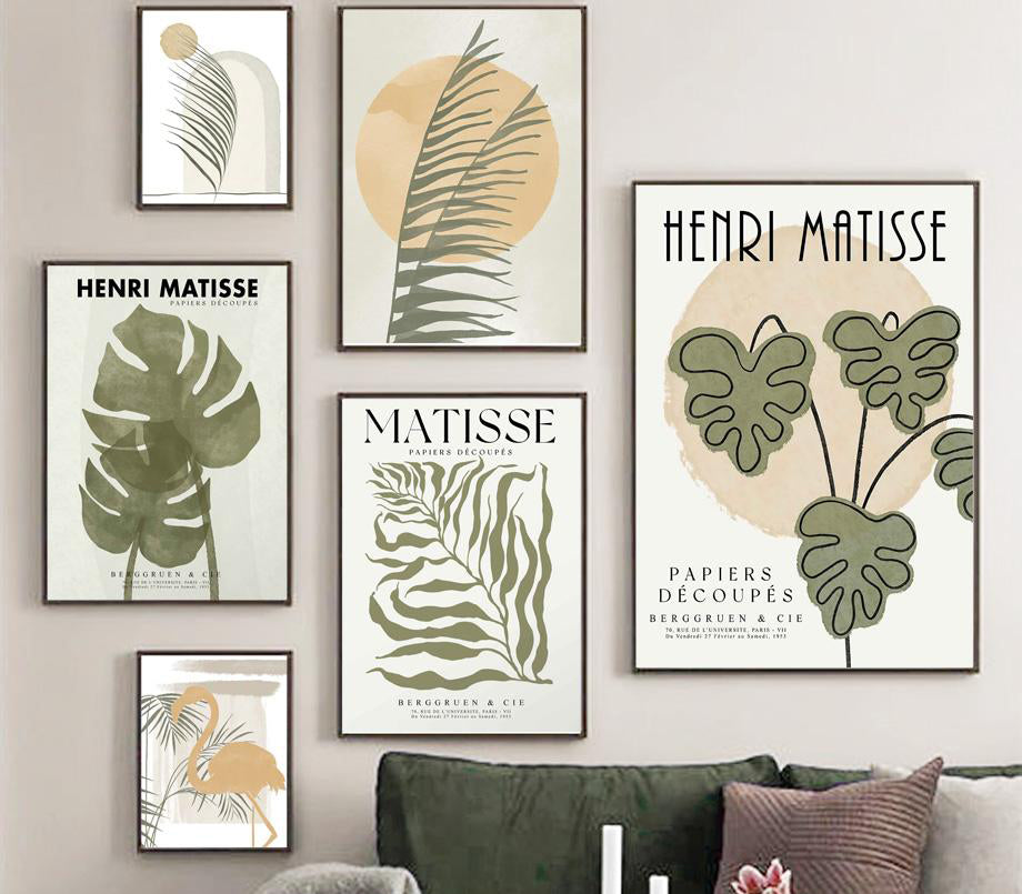Nordic Leaves Art Poster Abstract Matisse Set