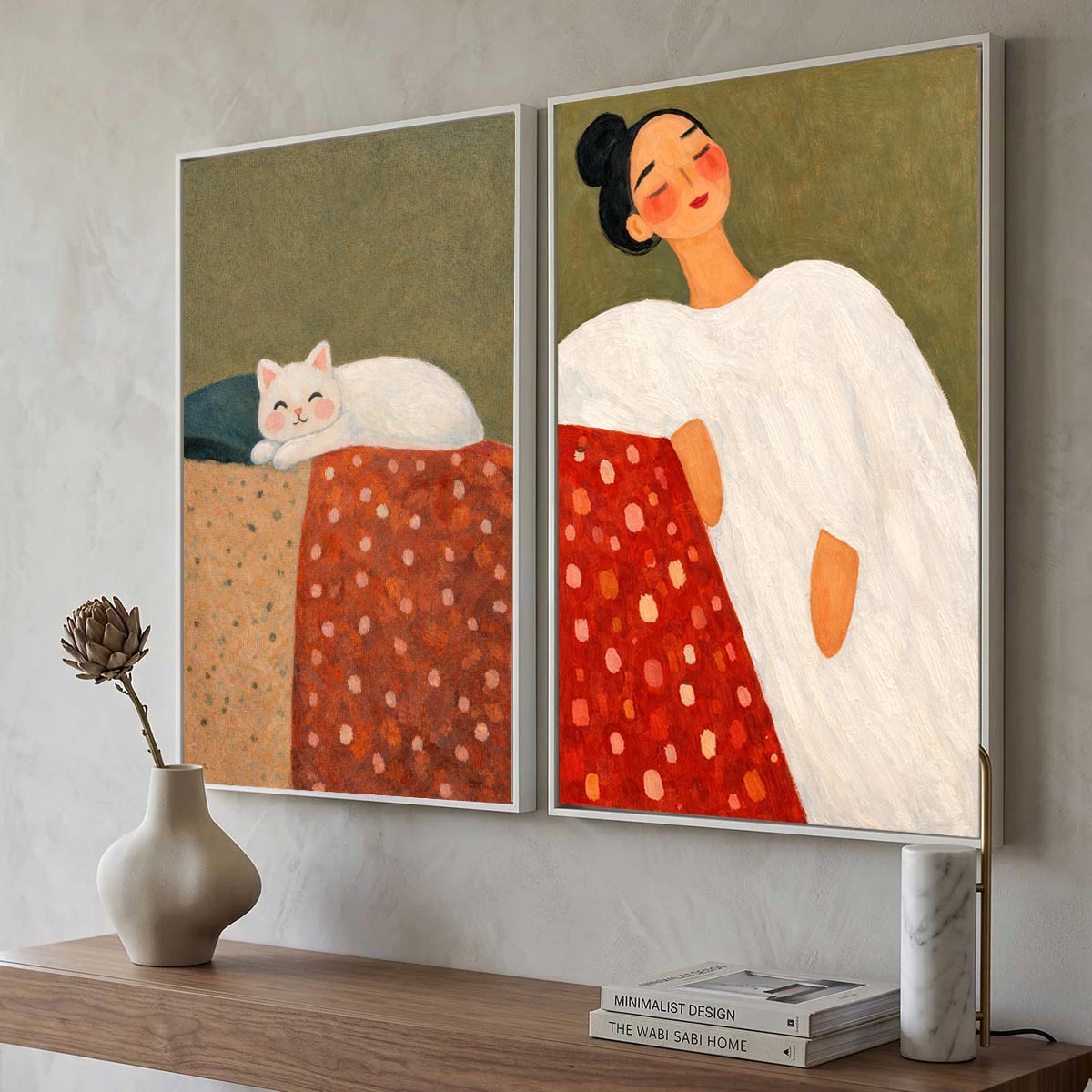 Cat & Woman - Printed Canvas