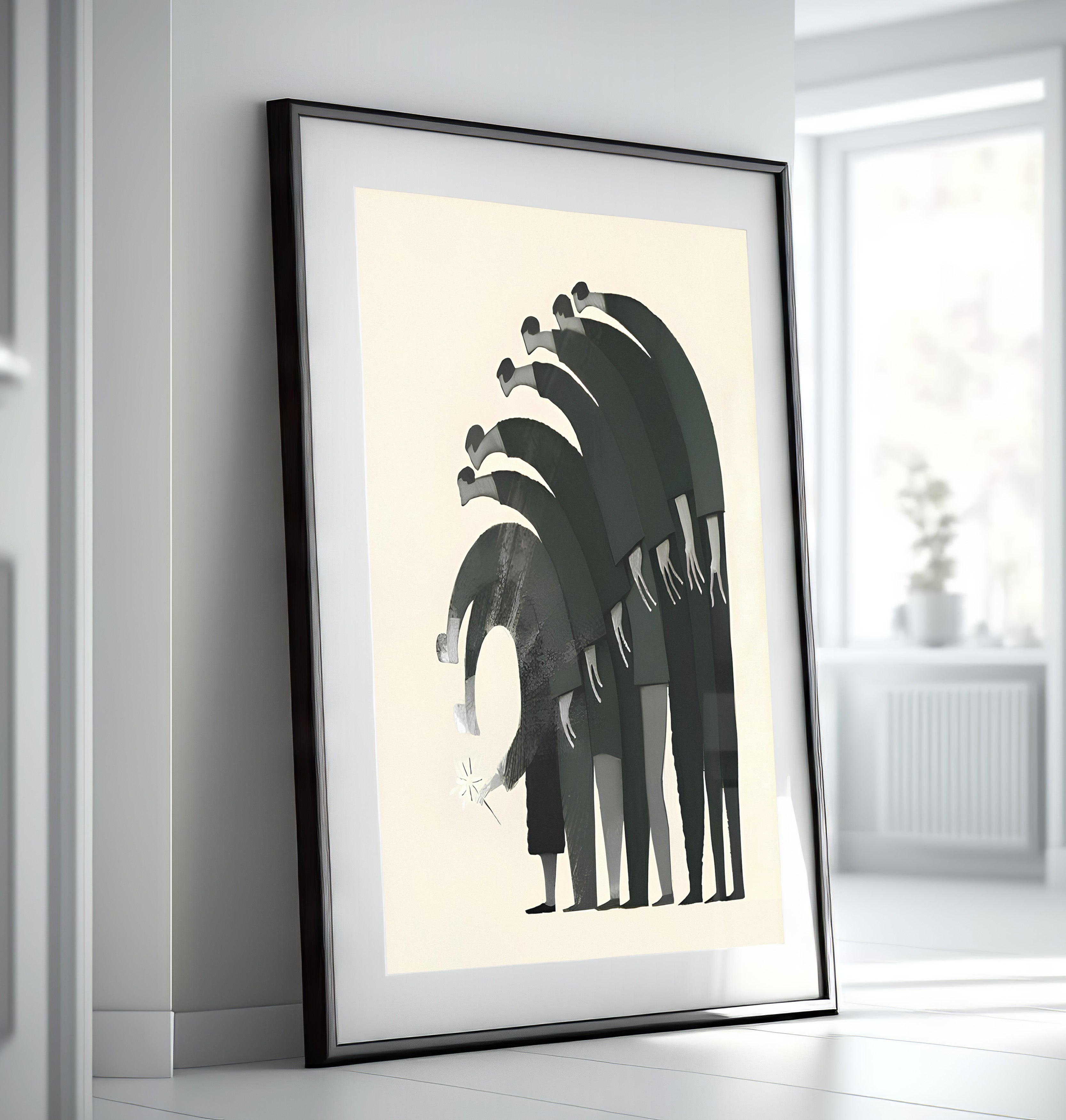 Silent Crowd With Magic Abstract - Wooden Frame