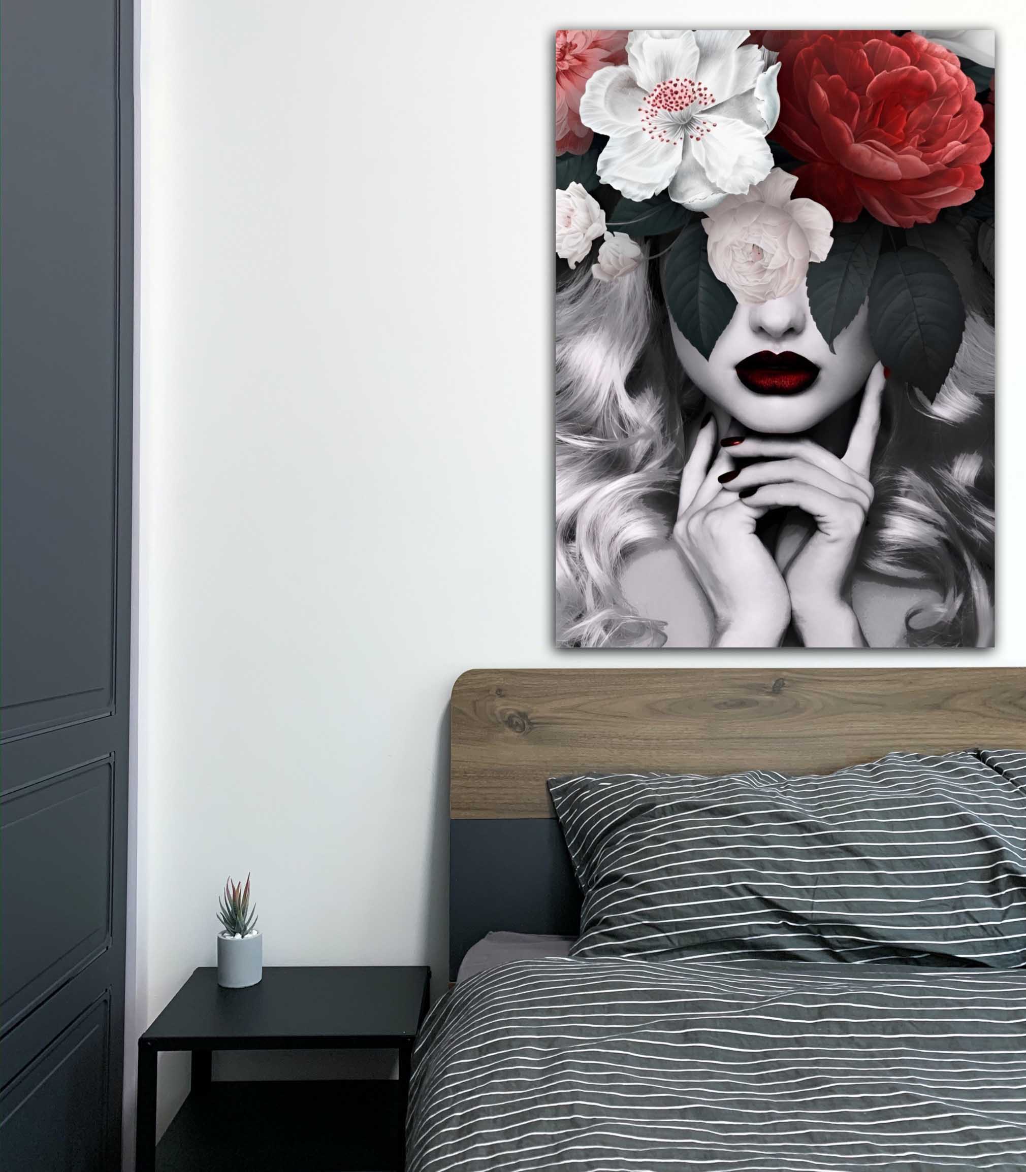 Flower Collage With Woman-Printed Canvas.