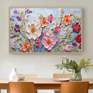 Flowers Abstract  3D - Printed Canvas