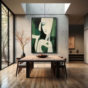 Green And White Minimalism Art - Printed Canvas