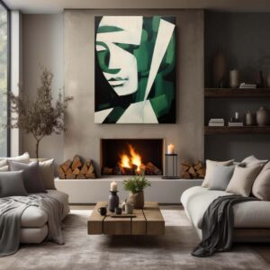 Green And White Minimalism Art - Printed Canvas