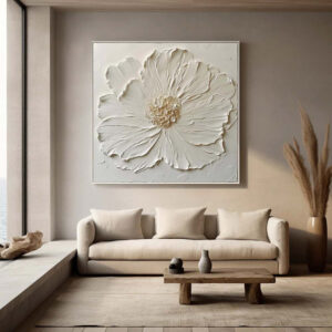 White Flower Abstract 3D  - Printed Canvas