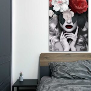 Flower Collage With Woman-Printed Canvas.
