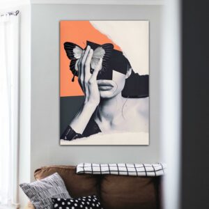 Woman With Butterfly - Printed Canvas.