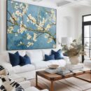 Blue Apricot Flower - Printed Canvas