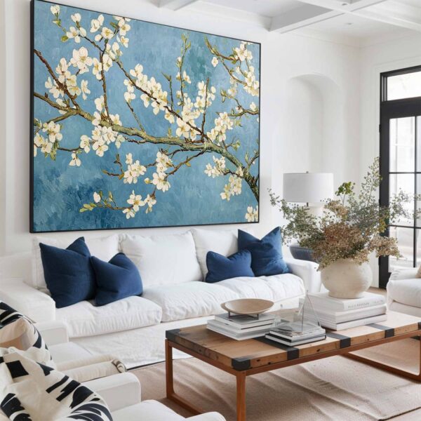 Blue Apricot Flower - Printed Canvas - Image 2